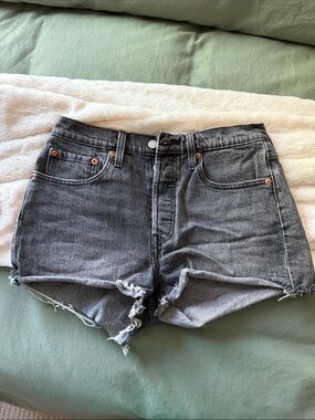 Levi's Washed Black Cutoff Denim Shorts